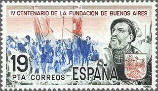 ESPAÑA 1980 2584 Sello Nuevo IV Cent. de la Fundación Buenos Aires. Juan de Garay (1528-1583) Espana Spain Espagne Spagna Spanje Spanien 